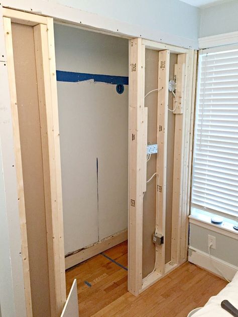 How We Turned a Bedroom Closet into a Small Powder Room Tiny Powder Rooms, Small Half Bathroom, Small Half Bath, Tiny Powder Room, Small Powder Room, Make A Closet, Add A Bathroom, Bathroom Addition, Custom Bathroom Vanity