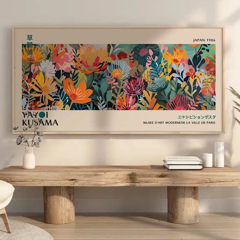 Painting Houses On Canvas, Yayoi Kasuma, Kusama Yayoi, Yayoi Kusama Art, Panoramic Painting, Panoramic Art, Panoramic Wall Art, Eclectic Wall Art, Japanese Wall Art