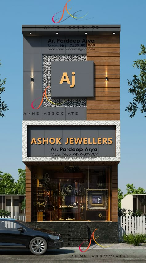 Ar Pardeep Arya A n n e A s s o c i a t e Architect // Interior Designer Email :- anneassociate@gmail.com Contect :- 74978-99909,9034382740 Lahoria Chowk, Hisar Exterior Acp Design, Jewellery Shop Front Elevation Design, Acp Exterior Design For Shop, Acp Exterior Design For Home, Acp Elevation Design For Shop, Commercial Elevation Design, Shop Front Elevation, Acp Exterior Design, Bloxburg Home Layout