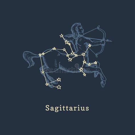 Zodiac Constellation Of Sagittarius In Engraving Style. Vector Retro Graphic Illustration Of Astrological Sign Centaur. Stock Vector - Illustration of icon, isolated: 178150182 Zodiac Constellation Art, Sagittarius Art, Sagittarius Tattoo, Sagittarius Constellation, Sagittarius Astrology, You Are My Moon, Constellation Art, Sagittarius Quotes, Astrology Art