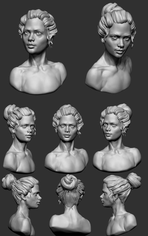 A female bust Female Shoulder Reference, Bust Portrait Reference, Head Bust Reference, Female Bust Reference Drawing, Bust Art Poses, Female Bust Poses Reference, Female Neck Reference, Head Bust Drawing Reference, Woman Bust Reference