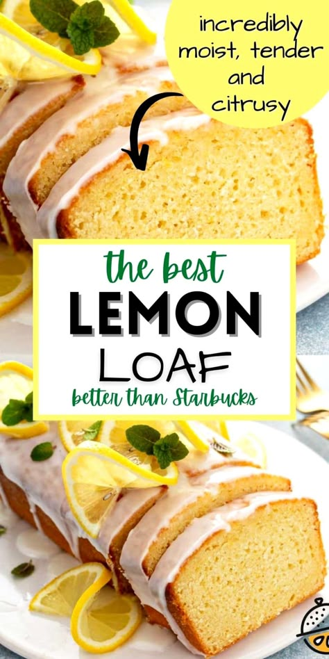 This Lemon Loaf Cake drizzled with a sweet and tart lemon glaze has a tender buttery crumb and is full of bright citrus flavor. Best Lemon Loaf, Lemon Bread Recipes, Lemon Loaf Recipe, Lemon Loaf Cake, Loaf Cake Recipes, Lemon Bread, Cake Bread, Lemon Dessert Recipes, Lemon Loaf