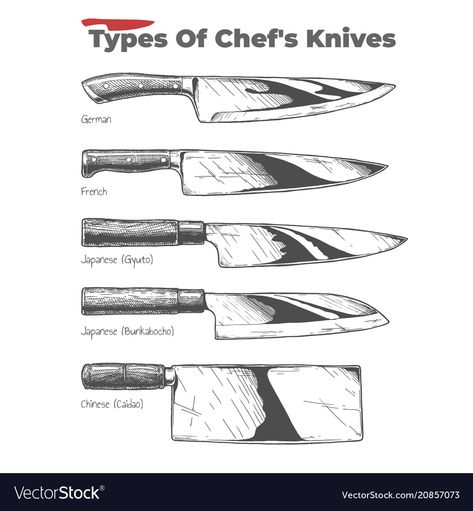 Knife Japanese Tattoo, Kitchen Knife Drawing, Japanese Chef Knife Tattoo, Chef Knife Tattoo Ideas, Chef Knife Illustration, Hibachi Grill, Knife Drawing, Knife Tattoo, Shun Knives