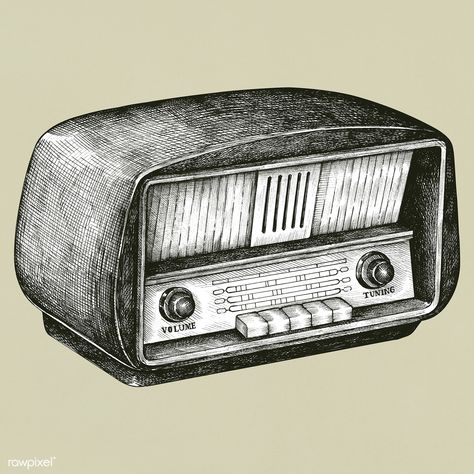 Hand drawn retro wooden radio | premium image by rawpixel.com Old Radio Drawing, Radio Illustration, Radio Drawing, Speaker Illustration, Radio Icon, Old School Radio, Old Radio, Retro Radios, Conversational Prints