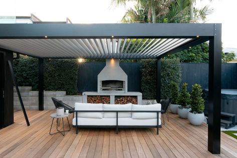 Contemporary Deck, Outdoor Bbq Area, Outdoor Fireplace Designs, Outdoor Fireplace Patio, Outdoor Entertaining Area, Outdoor Pergola, Contemporary Outdoor, Outdoor Bbq, Backyard Patio Designs