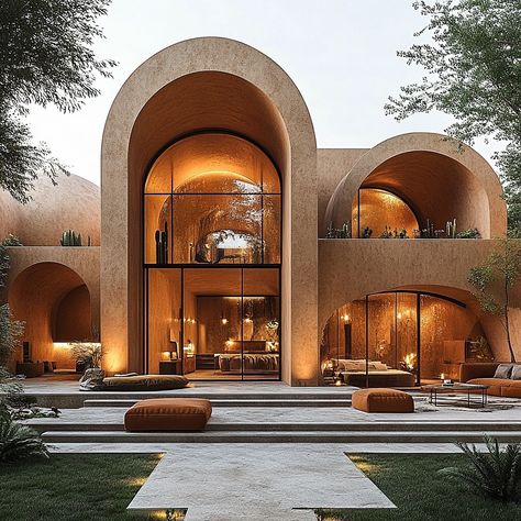 Kashan Mirage Residence by Rezvan Yarhaghi @yk_archdaily 🔗 https://www.amazingarchitecture.com/visualization/kashan-mirage-residence-by-rezvan-yarhaghi Rezvan Yarhaghi: Nestled in the heart of Kashan’s desert, a stunning villa awaits those seeking a unique retreat. This beautiful villa, crafted from traditional Iranian bricks, is a testament to the region’s rich architectural heritage. As you approach, the majestic arches come into view, each one a masterpiece of design and engineering. Th... Unique Houses Exterior, Scale Model Architecture, Desert House, Iranian Architecture, Villa Design Architecture, Beautiful Villa, Architecture Life, Traditional Interior Design, Brick Architecture