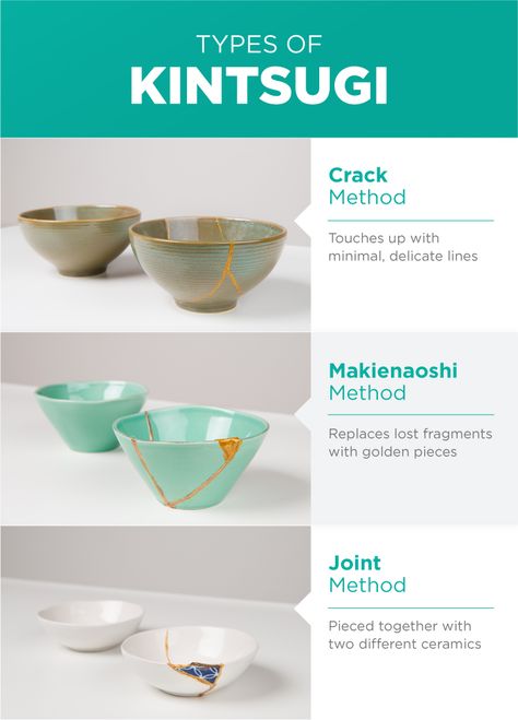 Types of Kintsugi | Kintsugi | ceramic repair | home decor | crafts | upcycling | vintage | home accents | japanese | repairing pottery Crafts Upcycling, Kintsugi Art, Vase Deco, Astuces Diy, Home Decor Crafts, Decoration Originale, Art Japonais, Japanese Pottery, Japanese Crafts