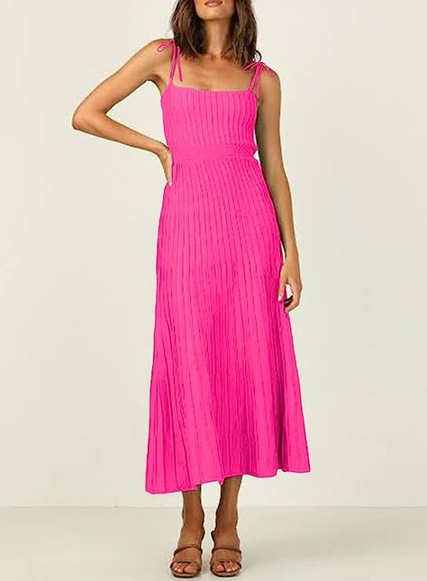 pink dress Party Long Dress, Mini Robes, Womens Knit Dresses, Midi Cocktail Dress, Everyday Dresses, Summer Maxi Dress, Long Blouse, Types Of Skirts, Cami Dress