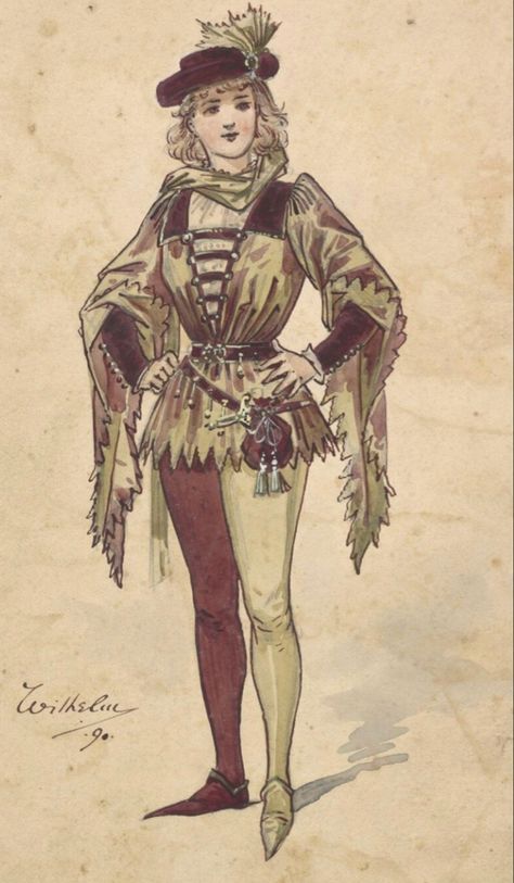 Wilhelm Pantomime, Renfaire Outfit, Victorian Masquerade, Medieval Jester, Elizabethan Clothing, Jester Outfit, Costume Design Sketch, Jester Costume, Pantomime