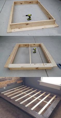 Platform Canopy Bed Diy, Platform Bed Designs Small Bedrooms, Build A Bed Frame Diy, Sommiers Ideas, Floating Bed Frame Plans, Platform Bed Ideas Bedrooms, Playform Bed, Diy Floating Bed, Floating Bed Diy