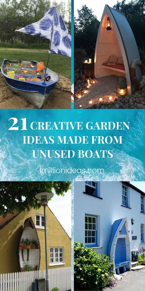 If you are a creative lover and DIY projects, you are reading the right post. In the article today, we’ve collected the 21 Creative Garden Ideas Made From Unused Boats. These cute and creative projects will create unique pieces for your garden. With just a bit of paint and some quick alterations, you can transform your old items into unique planters, pond ideas, beautiful garden seating designs, and more. Garden Boat Ideas, Boat In Garden, Boat Planter Ideas, Boat Garden Ideas, Old Boat Ideas, Boat Flower Bed, Boat Pond Ideas, Old Boats Ideas Yards, Upcycled Boat