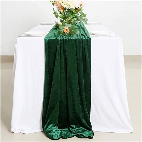 Green Velvet Table, Velvet Table Runner, Theme Bapteme, Thanksgiving Party Decor, Velvet Table, Wedding Runner, Green Table Runner, Thanksgiving Table Runner, Aisle Runner Wedding