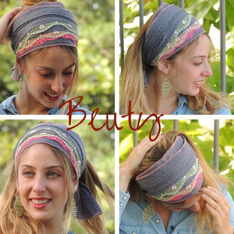 THIS IS A SEWING PATTERN- INSTANT DOWNLOAD. NOT A FINISHED ACCESSORY ITEM. *More Patterns here >> http://etsy.me/2va7N6j   Get creative! *Includes tying instructions!  Do it yourself .. Preparing your Wrap Headband Bandana in eight simple and easy steps.  Heres your chance to make Head Covering Pattern, Tichel Pattern, Jewish Headcovering, Hair Snood, Pattern Hair, Scarf Bandana, Headband Bandana, Red Bandana, Bandana Hairstyles