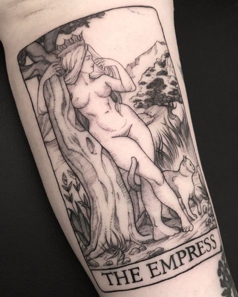 The empress on my dear Ashley, based on the Alchemical deck. She’ll be the negative space of a bigger, blacked out arm project. Thank you 🖤… Lesbian Tarot Card Tattoo, Tarot Card Tattoo The Lovers, The Lovers Tarot Tattoo, The Lovers Tattoo Design, The Lovers Tarot Card Tattoo, The Lovers Tattoo, Miss Jessie, Diego Sanchez, Tarot Card Tattoo