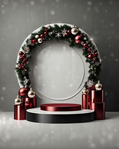 Photo christmas elegant and luxury podiu... | Premium Photo #Freepik #photo Christmas Podium, Red Podium Background, Display Mockup, Webpage Design, Christmas Photos, Mockup, Presentation, Christmas, Design