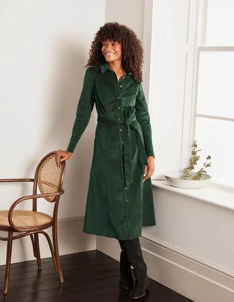 Judith Cord Shirt Dress Cord Dress Outfit, Corduroy Dress Outfit Winter, Courdory Dress Outfit, Corduroy Dress Outfit, Cord Shirt, Cord Dress, Winter Dress Outfits, Green Corduroy, Boden Uk