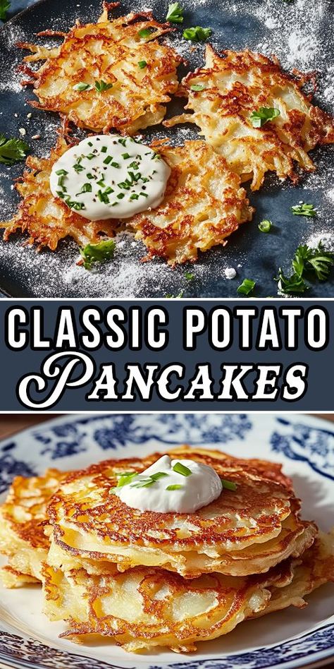 Make these crispy and golden Classic Potato Pancakes 🥔! Perfect as a side dish or snack, they’re a comforting favorite for any time of day. #PotatoPancakes #ComfortFood #EasyRecipes #CrispyGoodness #SnackIdeas #FamilyFavorites Easy Potato Pancake Recipe, Potatoe Pancakes, Potato Pancakes Easy, Crispy Potato Pancakes, Potato Pancakes Recipe, Ic Recipes, Potatoe Pancake Recipe, Pancakes From Scratch, Shredded Potatoes