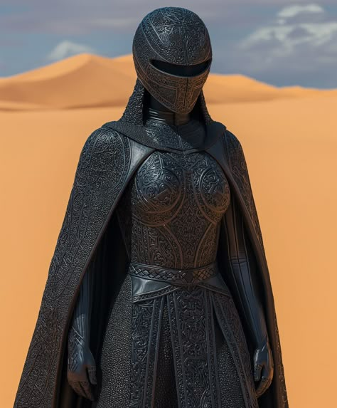 Desert Guardian: The Armored Sentinel Dune Armor, Superhero Background, Dune Frank Herbert, Mech Suit, Space Fashion, Spaceship Design, Dope Cartoon Art, Film Inspiration, Black Anime Characters