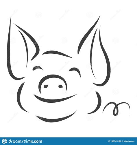 Pig Line Art, Pig Outline, Design Outline, Pig Crafts, Eye Illustration, Cartoon Doodle, Cartoon Drawing Tutorial, Tattoo Stencil Outline, Doodle Style