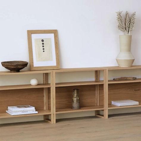 Low Open Shelves, Low Book Shelf, Japandi Bookshelf, Long Low Bookcase, Bookshelf Console, Console Bookshelf, Short Bookcase, Short Bookshelf, Low Bookshelf