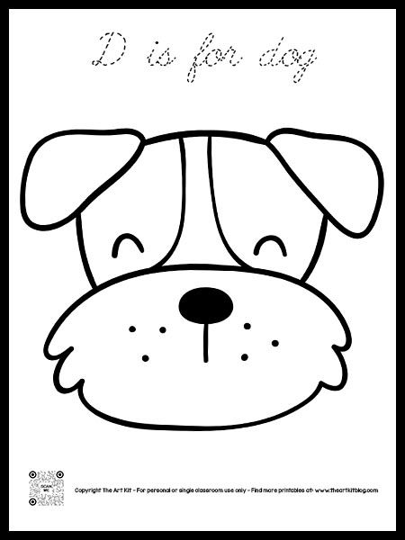 D is for Dog Coloring Page, Cursive Font - The Art Kit D Is For Dog, Egg Coloring Page, Bubble Font, Chicka Chicka Boom Boom, Dog Coloring Page, Cursive Font, Alphabet Preschool, Free Lettering, Cursive Fonts