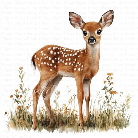 Cute Forest Fawn Clipart | 5 High Quality JPG's | Digital Download | Wildlife Art | Nature Illustration | Fawn Clipart | Woodland | Clipart  🌟 Special Offer! 🌟 Elevate your creative projects with this exclusive clipart bundle, featuring 5 stunning images at an incredible price! Perfect for nursery wall art, junk journals, greeting cards, invitations, prints, scrapbooks, collages, mixed media, paper crafts, mugs, apparel, and social media posts. 🖼️ Each image is a unique masterpiece, available Deer Illustration Cute, Cute Deer Drawing, Forest Drawing Easy, Fawn Drawing, Fawn Illustration, Nature Clipart, Cute Forest Animals, Forest Clipart, Woodland Illustration