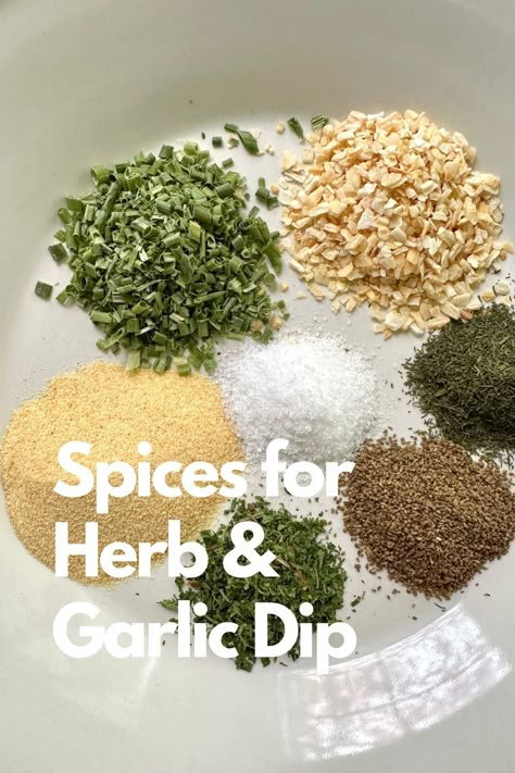 Spices in small piles on a plate. Herb Dip Recipes, Dip Seasoning Mixes, Diy Dip Mixes Recipes Gifts, Diy Dip Mixes For Gifts, Herb Dip, Dry Dip Mixes, Dry Dip Mixes For Gifts Recipes, Dry Dip Mix Recipes, Dip Mixes Recipes Dry