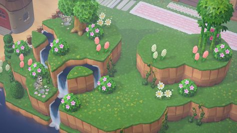 Acnh Cottagecore, Animal Crossing 3ds, Animal Crossing Guide, Fountain Design, Animal Crossing Wild World, Island Theme, Deco Nature, Animal Crossing Villagers, Pond Design