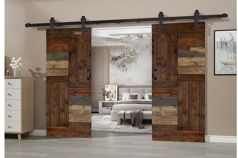 Metal Barn Door, Barrels Diy, Double Sliding Barn Doors, Diy Sliding Door, Wood Barn Door, Diy Barn, Interior Sliding Barn Doors, Barn Door Kit, Black Barn