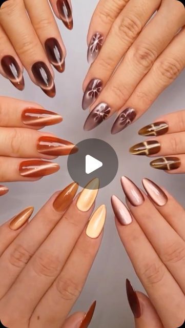 Nail art 💅 Manicure on Instagram: "🌺 Soft as moonlight, get you the new trend of autumn cat’s eye🌙🛍️Moonlit Velvet Cat Eye Gel 🛒Link in bio 🔗" Autumn Nails Cat Eye, Fall Cats Eye Nails, Fall Nails Cat Eye, Cat Eye Fall Nails, Fall Cat Eye Nails, Brown Cat Eye Nails, Call Nails, Cats Eye Nails Design, Autumn Cat