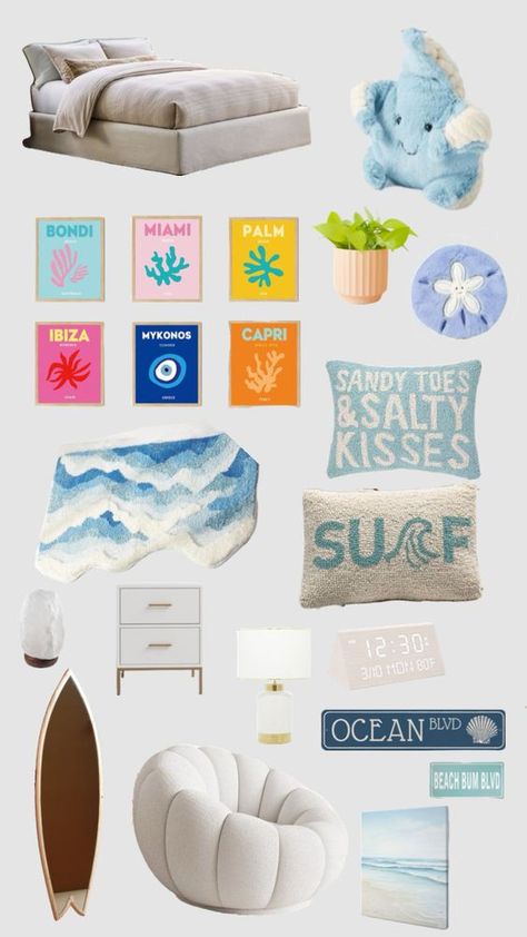 Check out itzeva34's Shuffles beach room shuffle | #beach #fypp #room Preppy Room Beach, Teen Beach Room, Beach Room Decor Ideas, Beach Bedroom Girls, Room Shuffles, Kids Beach Room, Hawaii Room, Beach Rooms, Beach Inspired Bedroom