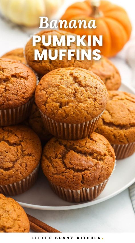 Pumpkin Muffins With Pumpkin Seeds, Pumpkin Spinach Muffins, Banana Pumpkin Recipes, Gf Pumpkin Banana Muffins, Pumpkin Banana Zucchini Muffins, Banana Pumpkin Muffins, Pumpkin Banana Oatmeal Muffins, Pumpkin Banana Almond Flour Muffins, Banana Muffins No Sugar