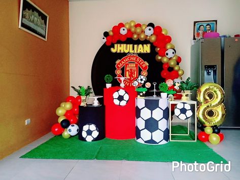 Manchester United Theme Party Decor, Manchester United Birthday Party Ideas, Cristiano Ronaldo Party Ideas, Ronaldo Birthday Party Ideas, Cristiano Ronaldo Birthday Party, Cristiano Ronaldo Birthday, Ronaldo Birthday, Cricket Cake, Cr7 Portugal