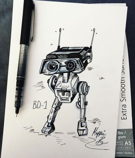 Bethany O'Donnell on Instagram: “BD-1 Star Wars. Fallen Order. 🤍 #droid#bd1#starwars#fallenjediorder #jedi#gameplay#ink#illustratorsoninstagram #instagram #artwork #comics…” Bd1 Droid Art, Star Wars Droids Drawing, Bd1 Droid Tattoo, Star Wars Droids Tattoo, Bd 1 Tattoo, Star Wars Comics Art, Cal Kestis Drawing, Jedi Fallen Order Tattoo, Star Wars Droid Tattoo