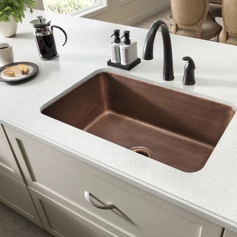 Orwell 30" L x 18" W Undermount Kitchen Sink & Reviews | Joss & Main Kitchen Sink Remodel, Single Sink Kitchen, Copper Kitchen Sink, Tuscan Kitchen, Mediterranean Home Decor, Bowl Kitchen Sink, Single Bowl Kitchen Sink, Farmhouse Sink Kitchen, Mediterranean Home