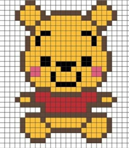 Beads Craft Kids, Square Drawing, Graph Paper Drawings, Easy Pixel Art, Pix Art, Pixel Art Grid, Graph Paper Art, Disney Cross Stitch, Pola Sulam