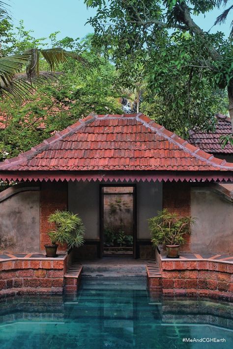 Traditional Pool House, Tamil House, Royal Pool, Laterite Stone, Bricks House, Resort Branding, Courtyard Homes, Architectural Thesis, Kerala Architecture