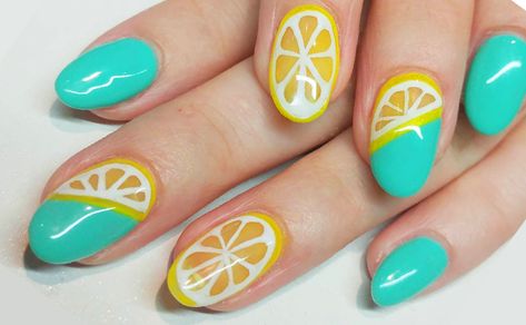 Manicure Monday: Best Nail Art of the Week Bright Summer Nails Designs, Lemon Nails, Funky Nail Designs, Fruit Nail Art, Nail String Art, Nail Art Images, Bright Summer Nails, Nail Art Designs Summer, Popular Nails