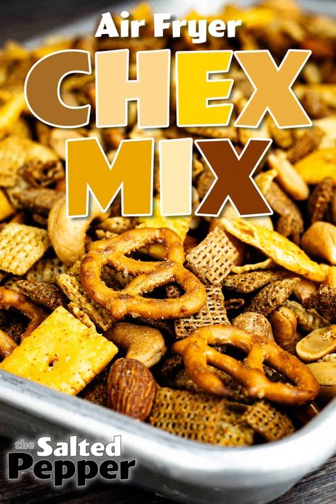 Chex Snack Mix, Multi Cooker Recipes, Bagel Chips, Chex Mix Recipes, Snack Dip, Chex Mix, Trail Mix, Snack Mix, Air Fryer Recipes