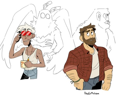 Imagine human Bigfoot and mothman Taz Amnesty, Mcelroy Brothers, Adventure Zone, The Adventure Zone, Last Episode, Funky Art, Street Fighter, Creature Art, Fantasy Character Design