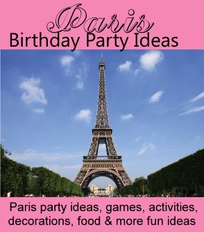 Fun and unique birthday party ideas for a Paris themed party! Party games, activities, party food, favors, decorations, invitation ideas and more! #Paris #birthday #party #ideas Paris Themed Birthday Party Activities, Party Theme For Kids, Paris Birthday Party Ideas, Paris Themed Party, Paris Party Decorations, Parisian Birthday, Paris Birthday Theme, Paris Birthday Party, Food Favors