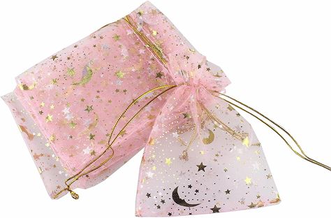 Jewelry Gift Pouch Candy Pouch Halloween Candy Favors, Organza Jewelry, Aqua Bag, Pouch Drawstring, Bags Pink, Moon Pattern, Candy Favors, Wedding Favor Bags, Star Baby Showers