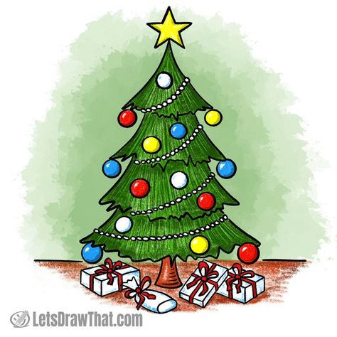 Master drawing a beautiful Christmas tree drawing with a simple trick. Christmas Themed Drawing Ideas, Christmas Tree Ideas Drawing Easy, X Mas Tree Drawing For Kids, X Mas Tree Drawing, Crismas Tree Drawing, Christmas Tree Ideas Drawing, Christmas Trees Drawing, Easy Drawing Christmas, Drawing Of Christmas Tree