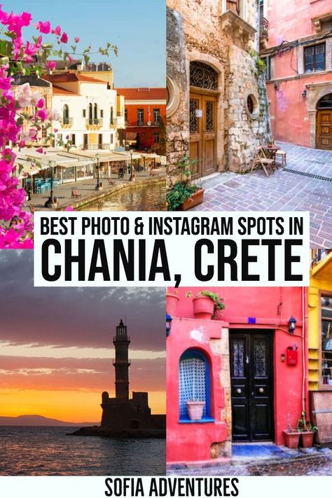 Visiting Chania, Crete? This gorgeous Greek island is full of incredible photography locations, and many of them are in Chania! Here is our guide to Instagram Chania, full of Instagrammable places to visit in Chania and nearby in Crete. This Chania travel photography guide has tips for the best Chania photo spots, cutest places in Chania, and prettiest views in Chania. Crete Greece Restaurants, Crete Greece Chania, Crete Restaurants, Crete Travel, Chania Crete Greece, Chania Greece, Crete Chania, Crete Holiday, Greek Vacation