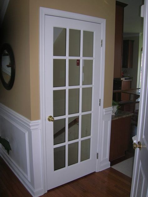 Replace basement door with a pretty french door so it doesn't feel so creepy walking down there Basement Door, Basement Doors, Dream Basement, Media Room Design, Basement Gym, Basement Laundry, Basement Bedroom, Basement Stairs, Basement Makeover