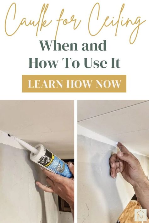 Learn the best tips for sealing gaps, repairing cracks, and achieving a smooth finish. Perfect for crown molding, corners, and ceiling details. Discover the right caulk type and techniques to enhance your home's look. Save this for your next DIY project! Crown Molding Corners, Ceiling Leak, Caulking Tips, Molding Ceiling, Drywall Mud, Ceiling Details, Ceiling Detail, Home Improvement Ideas, Crown Molding