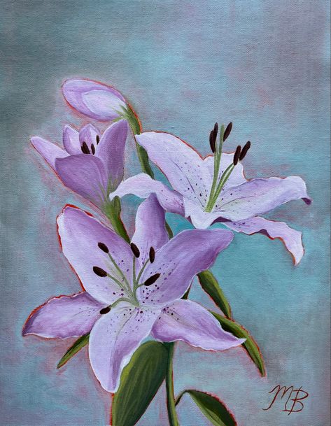 Lily Flowers Painting, Lily Flower Painting Acrylic, Sister Painting Ideas On Canvas, Easy Acrylic Painting Ideas For Beginners Canvas Art, Lily Canvas Painting, Lily Painting Acrylic, Big Flower Painting, Lillies Painting, Lily Flower Painting