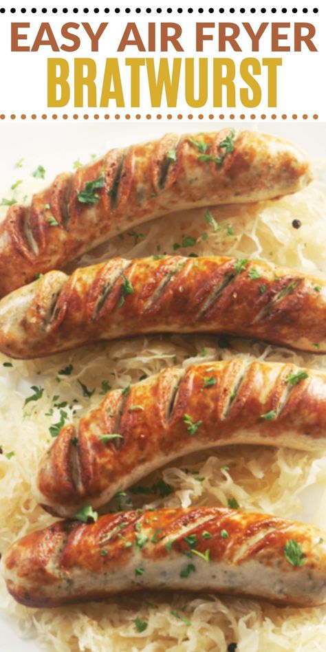 When it is too cold to grill, make crisp and juicy brats in your air fryer or Ninja Foodi! These Air Fryer Bratwurst can be made from fresh or frozen in about 20 minutes. Great for meal prep and busy weeknights! It only takes about 15- 20 minutes to cook bratwurst to temperature in an air fryer. The time will vary based on size. Great for summer! Leftover Bratwurst, Air Fryer Bratwurst, Bratwurst Oven, Bratwurst Dinner, Crusty Rolls, Oven Air Fryer, German Sausage, Healthy Summer Recipes, Sauteed Veggies