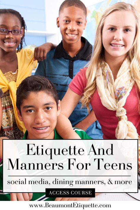 Cultivate grace, confidence, and timeless manners with Myka Meier's etiquette for teens course. From polite greetings and introductions to understanding social media etiquette, this teen etiquette course will equip teens with invaluable skills for success in all aspects of life. Click the link to access the course and elevate your teen's confidence and social skills today! Modern Etiquette, Etiquette Classes, Social Media Etiquette, Lesson Plan Pdf, Curriculum Lesson Plans, Business Etiquette, Teen Programs, Dining Etiquette, Table Manners