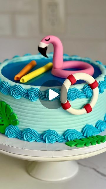 Dominique (Nika) Spencer, A Whisk Worth Tasting LLC on Instagram: "💦🦩Summer’s not over yet!!! Let’s make a splash with this Jello pool party cake!  I used only @theofficial_kootek products to make this cake: ⭐️ My very trusty turntable I’ve been using for the past 5 years  ⭐️ 12 inch cake drum  ⭐️ Offset spatula and scrapers ⭐️ Piping tips K41 and K45  Grab your @theofficial_kootek cake decorating kits via the link in my profile to my Amazon storefront 🎉  I was SO excited at how the @jello pool came out! You can see I used two buttercream dams, sealed each one, and refrigerated before adding my Jello… no leaks 😅   Are you happy or sad that summer is coming to a close?! I definitely have mixed feelings 🫶🏼 * * * * * * * * * * #cakedecorating #cakemaking #cakery #cakeartist #poolpartyca Jelly Pool Cake, Barbie Pool Cake, Barbie Pool Cake Ideas, Pool Theme Cake, Pool Party Bday Cake, Birthday Cake Pool Party Theme, Pool Party Cake, Barbie Swimming Pool Cake, 12 Inch Cake